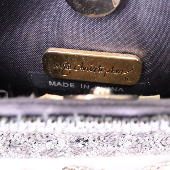 Inge Christopher Bag Handbag Womens Dark Gray Black Square Clutch Formal Beaded - Picture 3 of 12